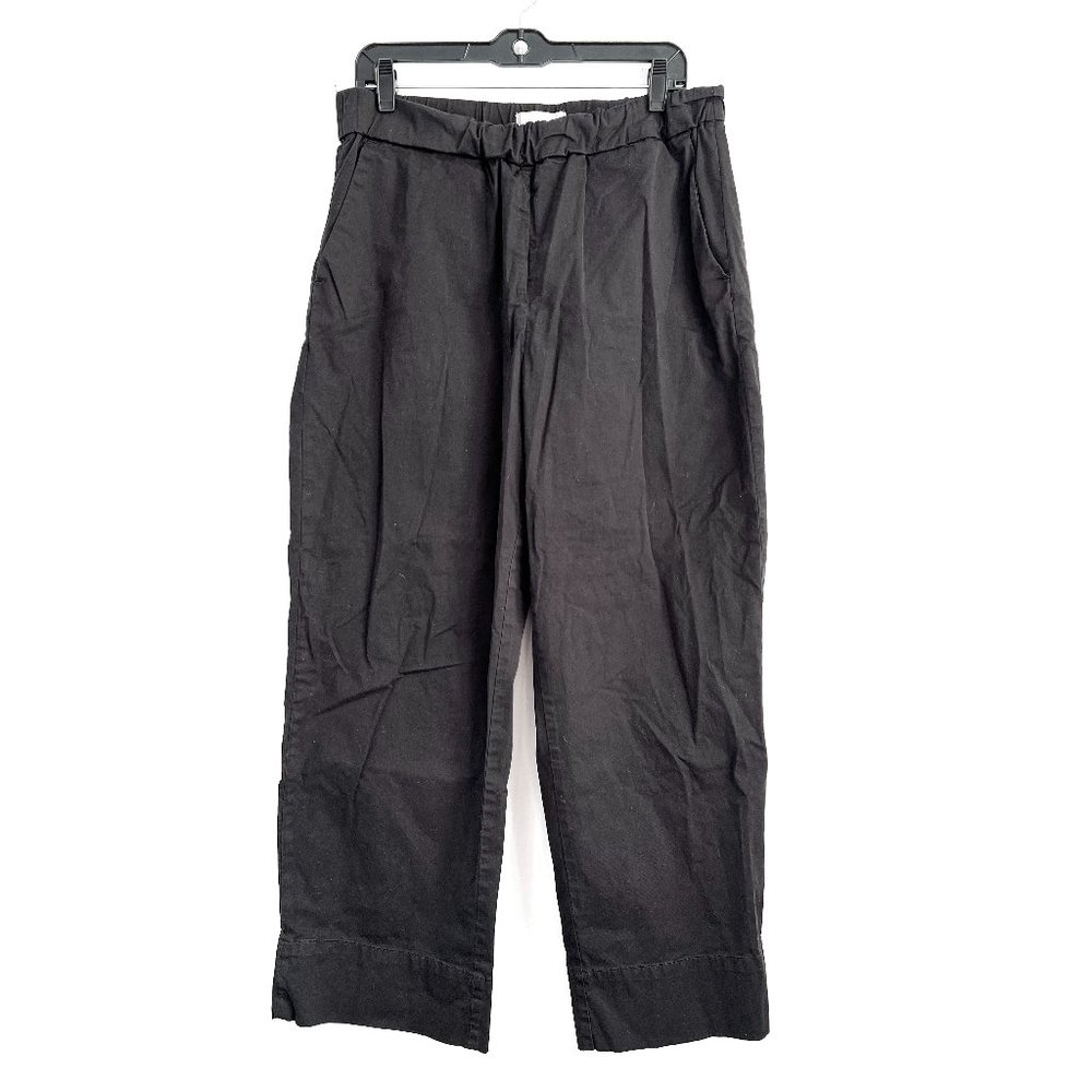 Everlane Elastic Waist Black Cotton Relaxed Fit Straight Leg Trousers